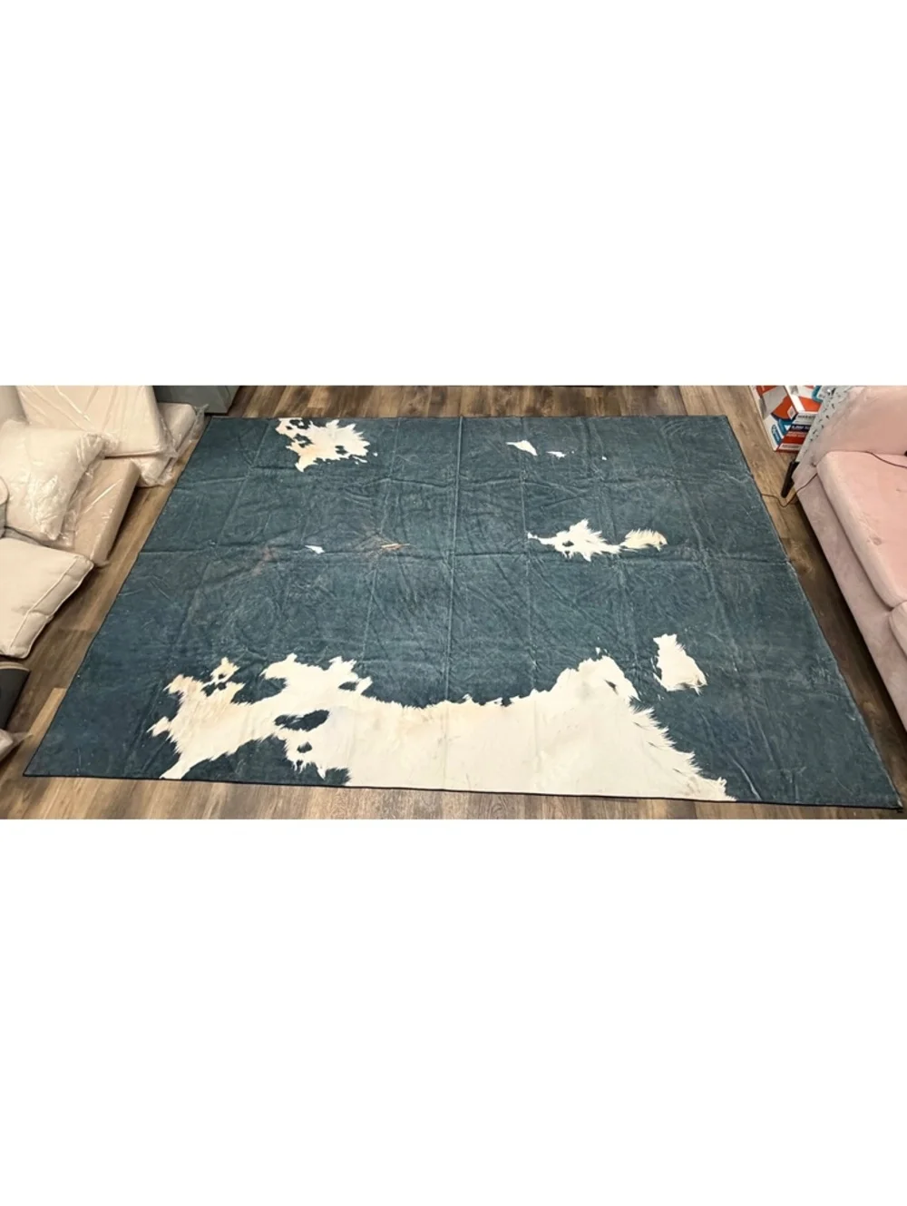 Modern Faux Cowhide Area Rug 6.5x10 ft Southwestern Lodge Carpet